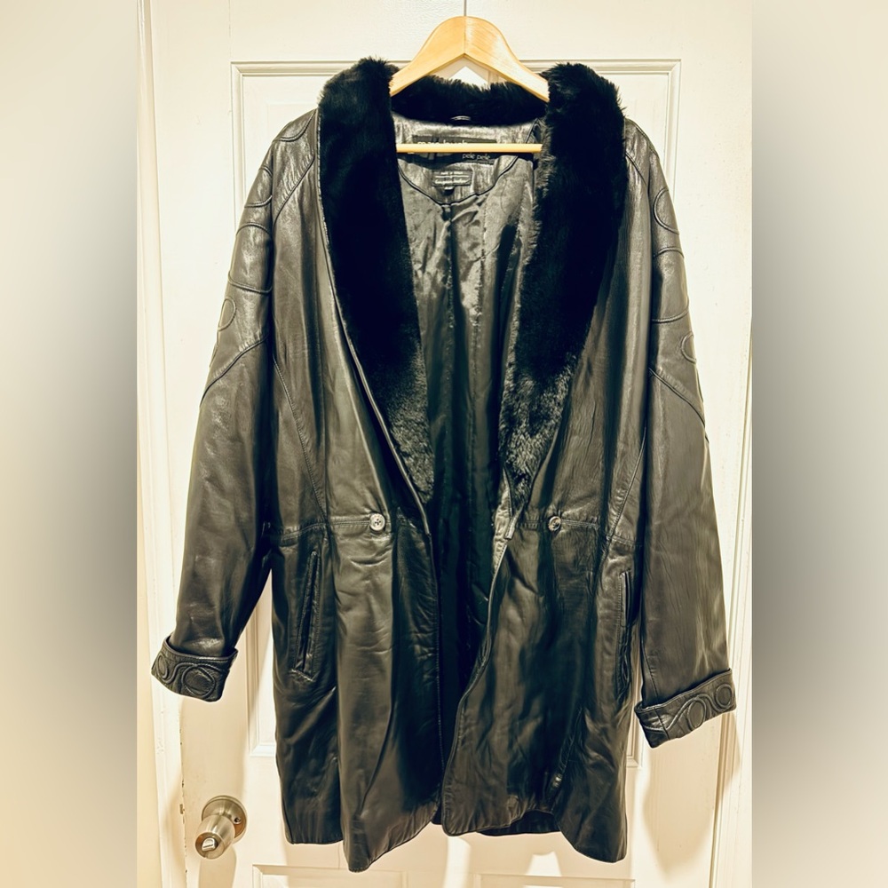 Marc Buchanan - Black Faux Fur Trim Leather Coat